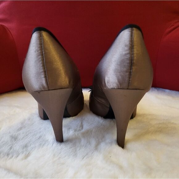 NWT Zara grey metallic peep toe heels - Picture 4 of 7